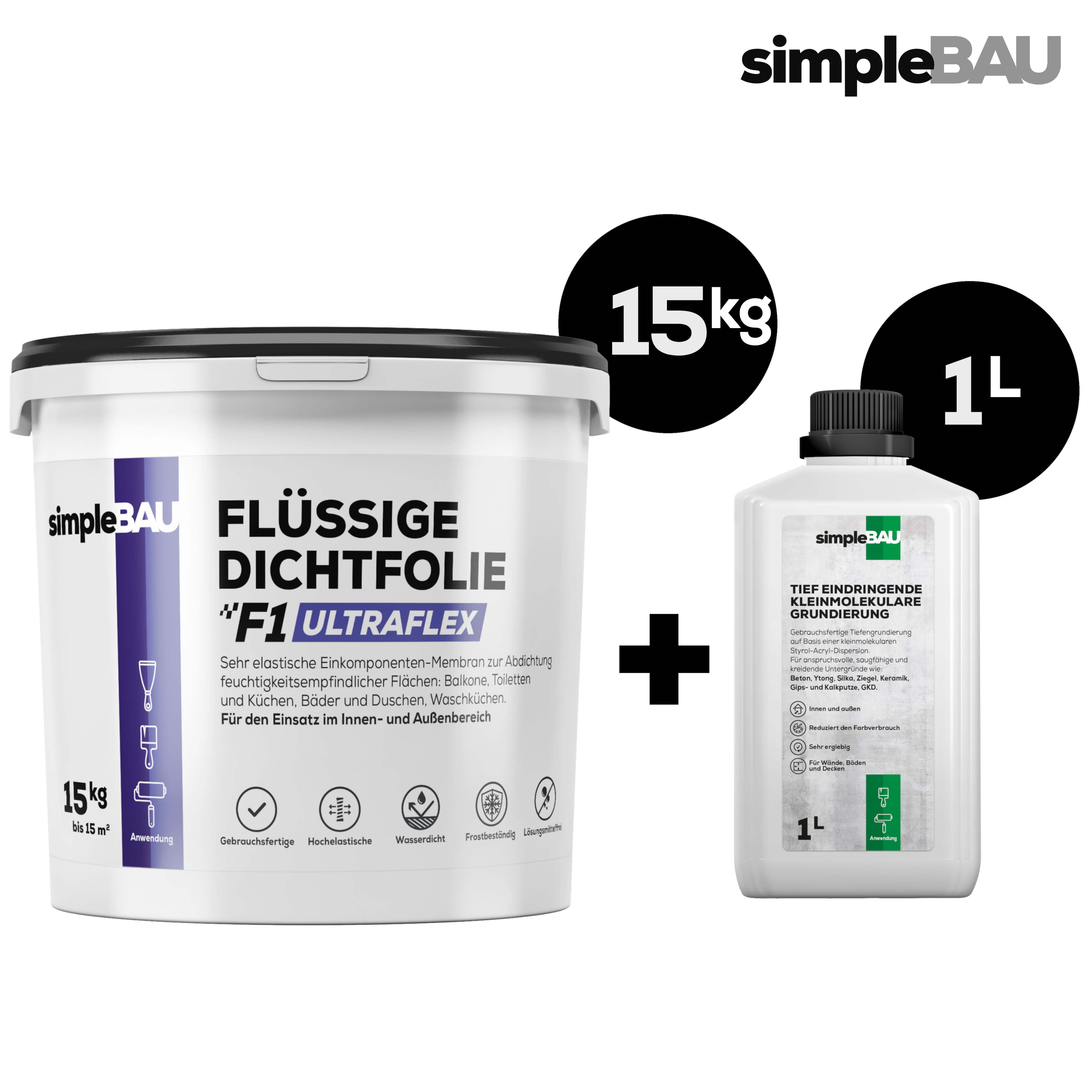 FLÜSSIGE DICHTFOLIE F1 ULTRAFLEX 15KG + TIEFENGRUND 1L
